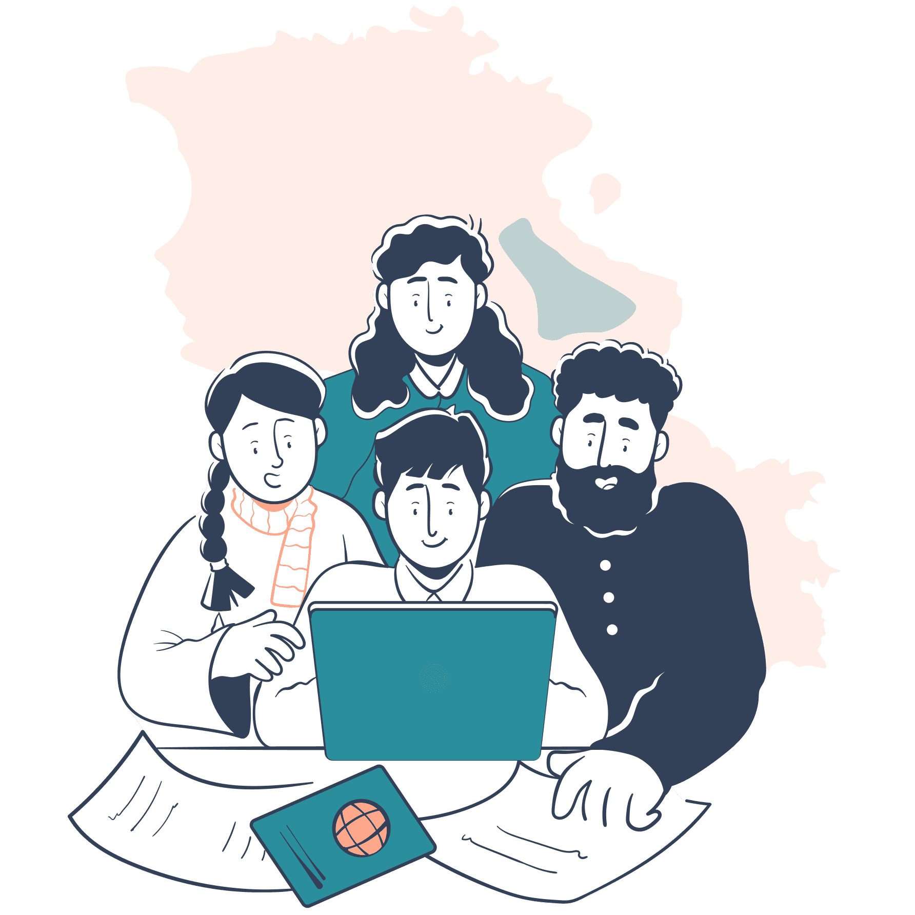 A man and a woman holding hands with a child with trees in the background